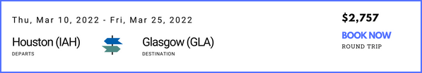 Houston to Glasgow GLA