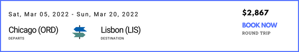 Chicago (ORD) to Lisbon (LIS)