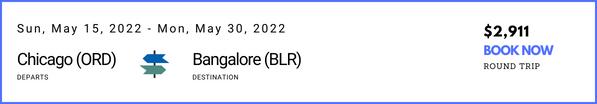 Chicago (ORD) to Bangalore (BLR)