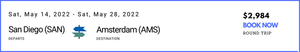 San Diego (SAN) to Amsterdam (AMS)