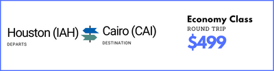 Houston to Cairo - Economy at $499