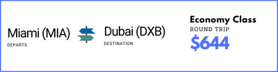 Economy Class - Miami to Dubai