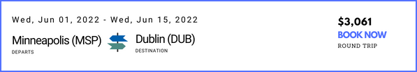 Minneapolis (MSP) to Dublin (DUB)