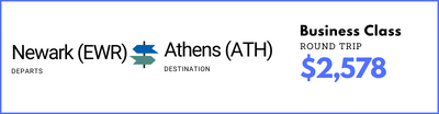Newark to Athens - Business Class