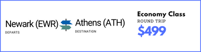 Newark to Athens - Economy Class