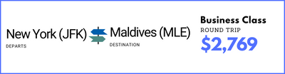 New York to Maldives - Business Class