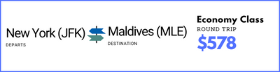 New York to Maldives - Business Class
