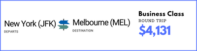 New York to Melbourne - Business Class