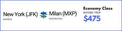 New York to Milan - Economy Class