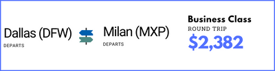 Dallas to Milan