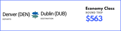 Denver to Dublin - Economy Class