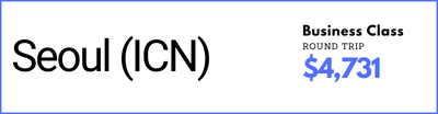 Round Trip Business Class Flight to Seoul at $4,731