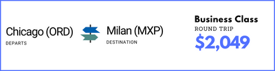 Chicago to Milan MXP