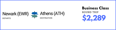 Newark to Athens Business Class
