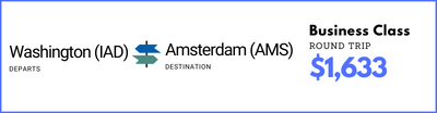 IAD to AMS - Business Class