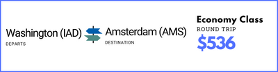 IAD to AMS - Economy Class